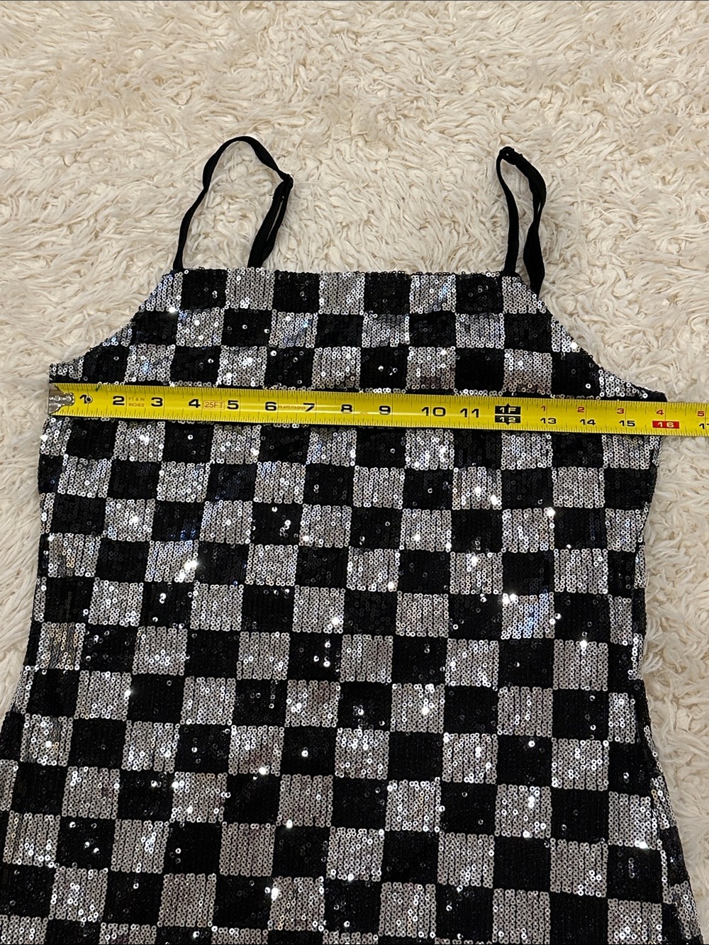 Noisy May Black & Silver Sequin Checker Mini Dress - Picture 7 of 7